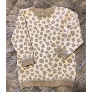 Mayoral Baby Girls Leopard Print Knit Sweater Long Sleeve Button Back Beige